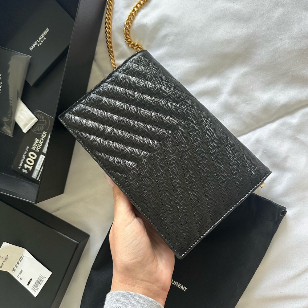 YSL Black Clutch Bag with Long Chain - Picture 6 of 6